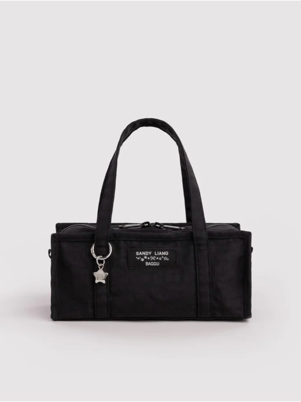 Sandy Liang Black Rectangular Toiletry Bag with Star Charm